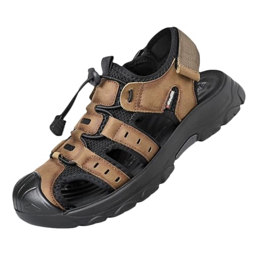 Herren Ledersandalen Outdoor Sports Sandalen Wandersandalen Klettverschluss Sandalen Geschlossene Zehe Sommer Trekkingsandalen Schuhe von HNVAVQ