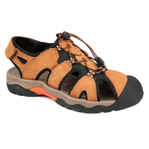 Herren Ledersandalen Outdoor Wandersandalen Wasserdicht Sportliche Sandalen Fischer Strandschuhe Geschlossene Zehen Sandalen von HNVAVQ