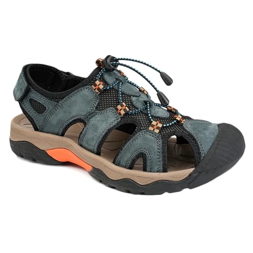 Herren Ledersandalen Outdoor Wandersandalen Wasserdicht Sportliche Sandalen Fischer Strandschuhe Geschlossene Zehen Sandalen von HNVAVQ