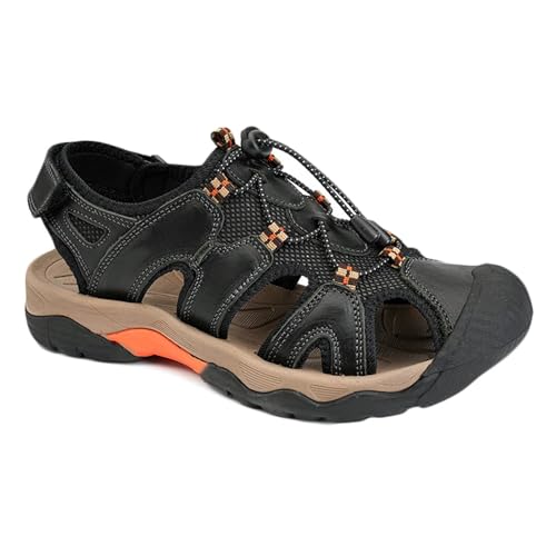 Herren Ledersandalen Outdoor Wandersandalen Wasserdicht Sportliche Sandalen Fischer Strandschuhe Geschlossene Zehen Sandalen von HNVAVQ