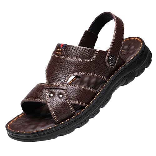 Herren Ledersandalen Sommer Pantoffeln Strandschuhe Wandern Sandalen Casual Fischer Sandalen von HNVAVQ