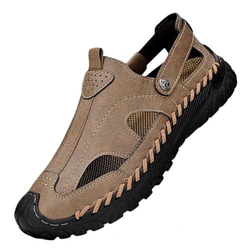 Herren Ledersandalen Wasserdicht Angeln Sportsandalen Outdoor Strand Sandalen Sport Wandern Sandalen Geschlossene Zehe Sommer von HNVAVQ