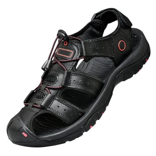 Herren Sandalen Leder Strand Trekkingsandalen Outdoorschuhe Sommer Wanderschuhe Männer Sport-Outdoor Atmungsaktive Sandale Wandersandalen Geschlossene Zehe Trekkingschuhe,38-48 von HNVAVQ