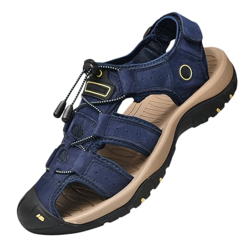 Herren Sandalen Leder Strand Trekkingsandalen Outdoorschuhe Sommer Wanderschuhe Männer Sport-Outdoor Atmungsaktive Sandale Wandersandalen Geschlossene Zehe Trekkingschuhe,38-48 von HNVAVQ