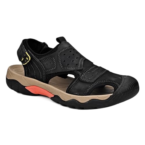 Herren Sport Outdoor Wandersandalen Geschlossene Zehe Athletisch Strand Fischer Wasserdichte Sandalen Leder Wandern Sandalen von HNVAVQ