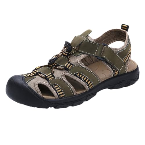 Herren Trekkingsandalen Sport-Outdoor Sandalen Geschlossene Wandersandalen Sommer Strand Sandale Atmungsaktive Leder Schuhe 38-48 von HNVAVQ