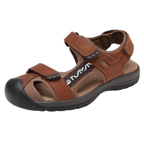 Herren Wandersandalen Geschlossene Zehe Outdoor Sport Sandalen Leder Sommer Wanderschuhe Wasserdicht Sandalen von HNVAVQ