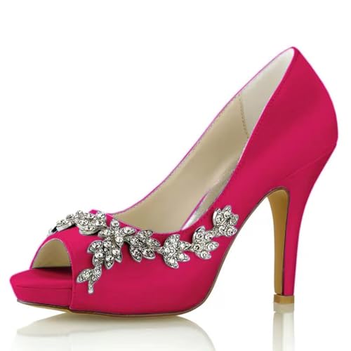 Hochzeitsschuhe für Braut High Heels Plateau Brautschuhe mit StrassSatin Pumps für Damen Abendschuhe Party 3.95" Stilettos Hochzeitsschuhe für Braut High Heels Plateau Brautschuhe mit StrassSatin Pumps für Damen Abendschuhe Party 3.95" Stilettos von HNVAVQ