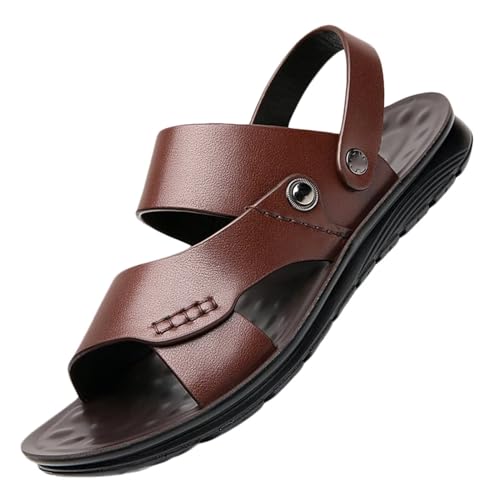 Leder Sandalen Herren Hausschuhe Wandern Strand Sandalen Outdoor Sommer Fischer Sandalen von HNVAVQ