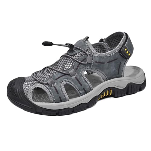 Ledersandalen Outdoor-Wandersandalen Herren Wasserdicht Athletische Sport-Sandalen Fischer Strandschuhe Geschlossene Zehe Sandalen von HNVAVQ