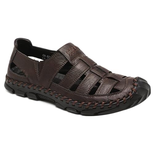 Sommer Herren Geschlossene Zehen Ledersandalen,Herren Outdoor Sport Sandalen Atmungsaktive Strandschuhe,Fischer Schuhe,Wandern Sandalen von HNVAVQ