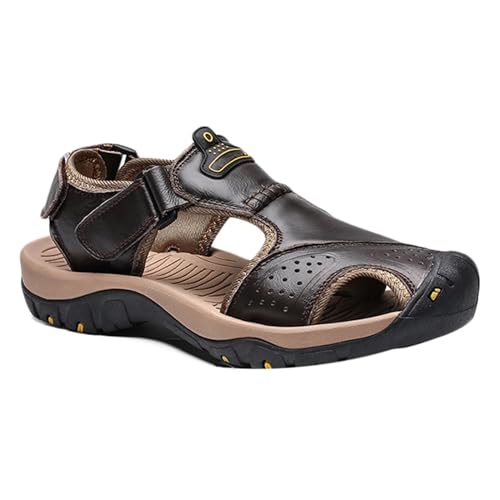 Wasserdichte Wandersandalen Herren Geschlossene Zehen Sandalen Strand Sandalen Sportliche Sport sandalen Sommer Outdoor Ledersandalen Fischersandalen von HNVAVQ