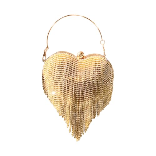 HNsdsvcd Elegante Abendtasche mit Strass-Herz und abnehmbarem Kettenriemen, Schultertasche für Partys und besondere Anlässe, gold HNsdsvcd Elegante Abendtasche mit Strass-Herz und abnehmbarem Kettenriemen, Schultertasche für Partys und besondere Anlässe, gold von HNsdsvcd