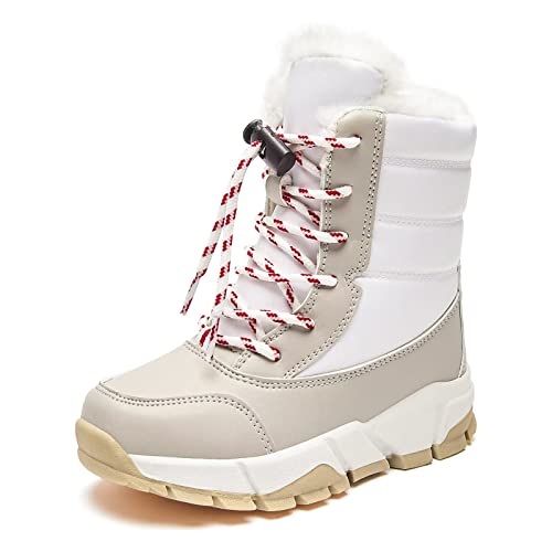 HOBIBEAR Kinder Winterstiefel Schneestiefel Winter Outdoor Warme Stiefel Jungen Mädchen（Weiß, EU 28 von HOBIBEAR