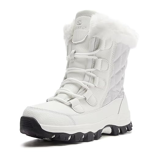 HOBIBEAR Winterstiefel Mädchen Jungen Schneestiefel Kinder Warm Gefütterte Snow Boot Weiß EU 28 von HOBIBEAR