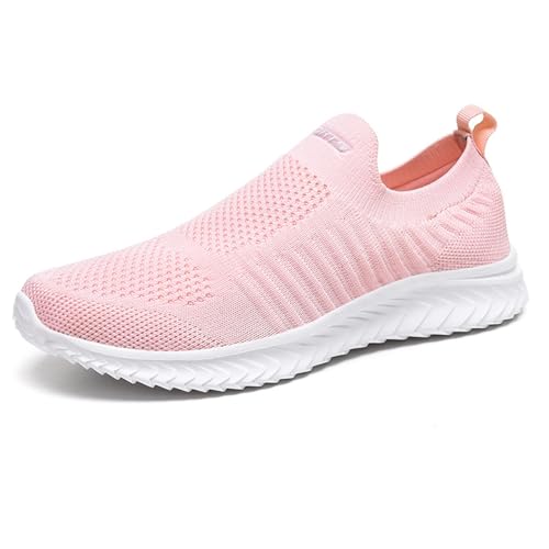 HOBTEC Damen-Sneaker for Hineinschlüpfen aus Memory-Schaum, lässige Wanderschuhe (Color : Pink, Size : 36 EU) von HOBTEC