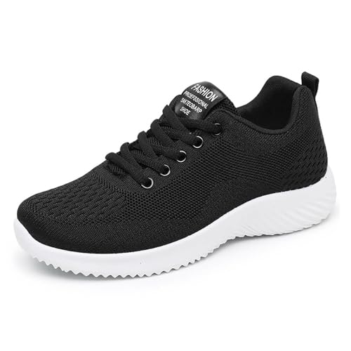 HOBTEC Damen-Sneaker for Schnüren, Laufschuhe, Bequeme Wanderschuhe mit Fußgewölbeunterstützung, leichte Turnschuhe(Color:Black,Size:38 EU) von HOBTEC