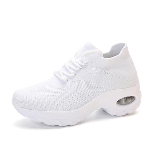 HOBTEC Damen-Sneaker mit Fußgewölbeunterstützung aus Memory-Schaum (Color : White, Size : 42 EU) von HOBTEC