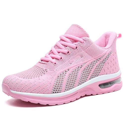 HOBTEC Laufschuhe Damen Turnschuhe Damen Mesh Low Top Sneakers(Color:Pink,Size:35 EU) von HOBTEC