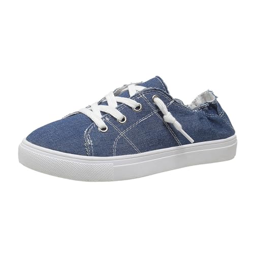 HOBTEC Low-Top-Sneaker for Damen, Klassische Slip-On-Mode-Sneaker(Color:Blue,Size:35 EU) von HOBTEC