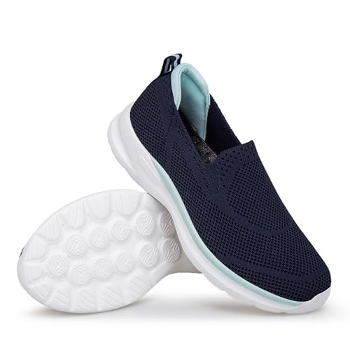 HOBTEC Slip-on-Sneaker for Damen, Trainingsschuhe mit Fußgewölbeunterstützung (Color : Blue, Size : 37 EU) von HOBTEC