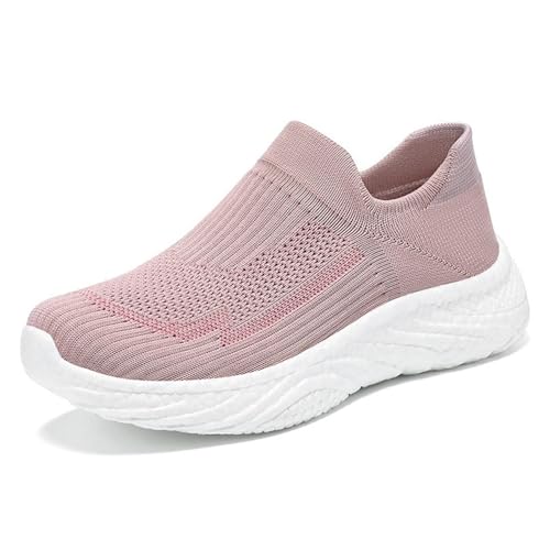 HOBTEC Slip-on-Sneaker for Damen, Trainingsschuhe mit Fußgewölbeunterstützung (Color : Pink, Size : 37 EU) von HOBTEC