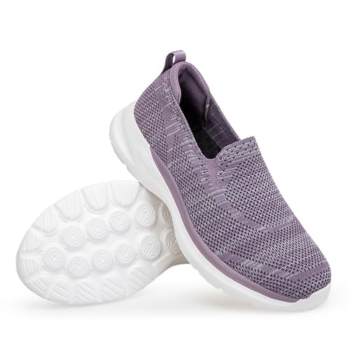 HOBTEC Slip-on-Sneaker for Damen, Trainingsschuhe mit Fußgewölbeunterstützung (Color : Purple, Size : 41 EU) von HOBTEC