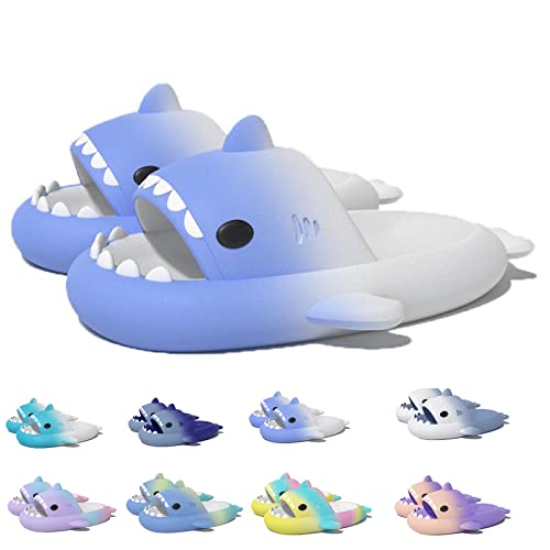 Shark Slides Kids, Non-Slip Lightweight Sole Slides Kids House Slippers Indoor & Outdoor Beach Slippers (Blue White, Big_Kid, Numeric_35, Numeric_Range, eu_Footwear_Size_System, Numeric_36, medium) von HOKUTO