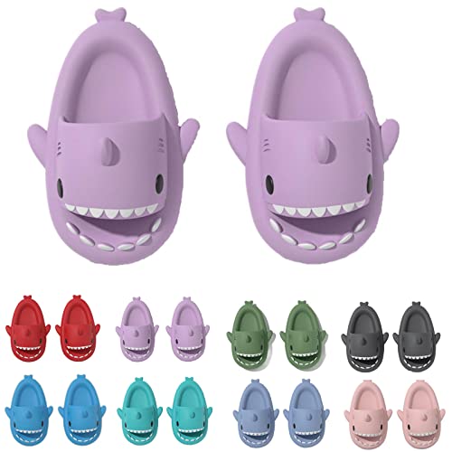 Shark Slides Kids, Non-Slip Lightweight Sole Slides Kids House Slippers Indoor & Outdoor Beach Slippers (Purple, Toddler, Numeric_25, Numeric_Range, eu_Footwear_Size_System, Numeric_26, medium) von HOKUTO