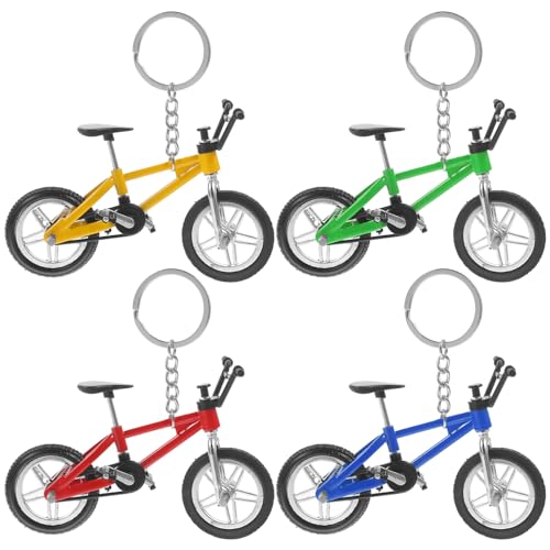 HOLIDYOYO 4 Stück Finger-Bikes-Schlüsselanhänger Mini-Extremsport-Finger-Bike-Anhänger Miniatur-Metall-Schlüsselanhänger Fahrradspielzeug Mountainbike-Modell Schlüsselanhänger Für Spiele von HOLIDYOYO