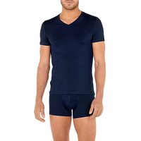 HOM Herren T-Shirt blau Mikrofaser unifarben von HOM