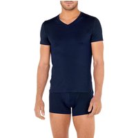 HOM Herren T-Shirt blau Mikrofaser unifarben von HOM