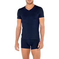 HOM Herren T-Shirt blau Mikrofaser unifarben von HOM