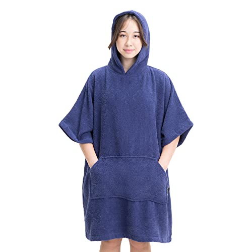 HOMELEVEL Kinder Badeponcho aus 100% Baumwolle - Poncho Handtuch für Strand Schwimmbad - Surfponcho mit Kapuze - Bademantel für Jungen und Mädchen von HOMELEVEL