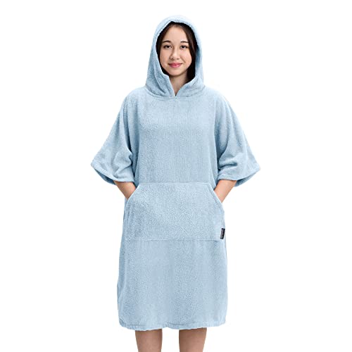 HOMELEVEL Kinder Badeponcho aus 100% Baumwolle - Poncho Handtuch für Strand Schwimmbad - Surfponcho mit Kapuze - Bademantel für Jungen und Mädchen von HOMELEVEL