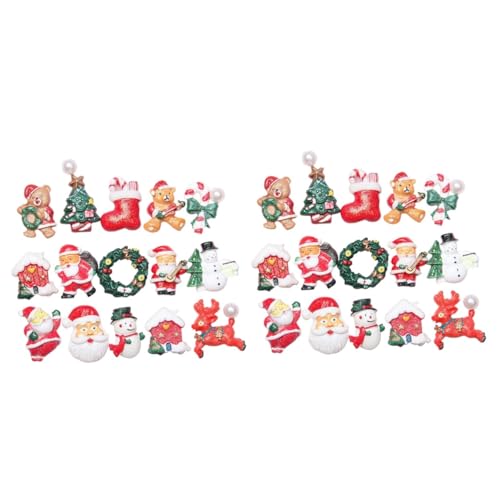 HOMSFOU 30 Stk Zubehör aus Harz Weihnachtsminiaturfiguren Whiteboard kühlschrankmagnete kühlschrankaufkleber Handy-Zubehör Christbaumschmuck Handy-Ornament im Weihnachtsstil Geschenk Knopf von HOMSFOU