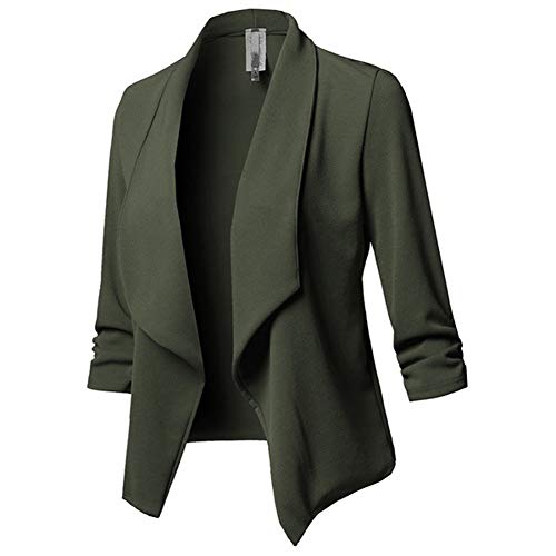 HONGBI Damen Blazer,Elegante Leicht Strickjacke,Einfarbig Langarm Slim Fit Anzugjacke Basic Vorne Offen Boleros,Knopfloser Blazer Jacke mit Schalkragen,Business Büro Anzug Tops Kurzblazer Grün 4XL HONGBI Damen Blazer,Elegante Leicht Strickjacke,Einfarbig Langarm Slim Fit Anzugjacke Basic Vorne Offen Boleros,Knopfloser Blazer Jacke mit Schalkragen,Business Büro Anzug Tops Kurzblazer Grün 4XL von HONGBI