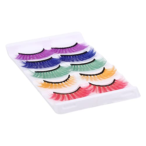 HONMEET 5 Paare farbige falsche wimpern Mädchen bunte Wimpern Dame Make-up Wimpern Frauen Party-Wimpern Make-up-Zubehör Performance-Wimpern Sanft Kosmetik verlängern 3d Nachahmung von von HONMEET