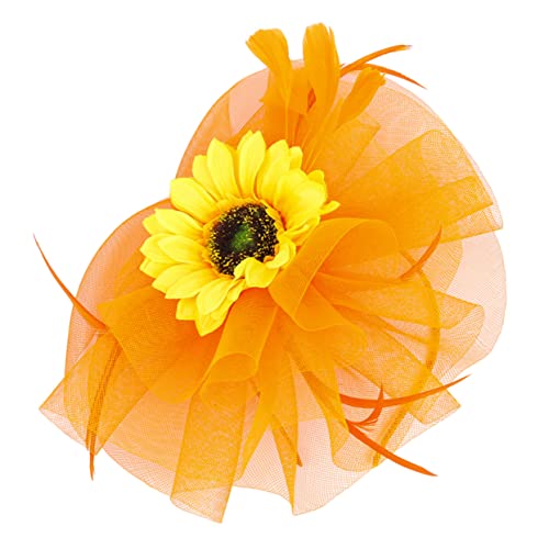 HONMEET Haarschmuck Für Die Braut Brautschleier Haarspangen Für Den Abschlussball Haarnadel-Stirnband Blumenkopf Mesh-Braut Orange Europäischer Und Amerikanischer Haarschmuck Für von HONMEET