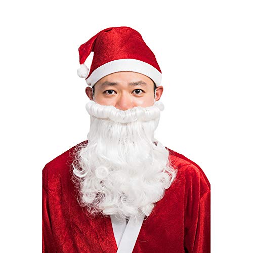 HOOLAZA Weiß Medium Big Curly Bangs Weihnachtsmann Perücke mit Whisker Christmas Party Cosplay Perücke HOOLAZA Weiß Medium Big Curly Bangs Weihnachtsmann Perücke mit Whisker Christmas Party Cosplay Perücke von HOOLAZA