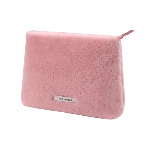 HOOLRZI Clutch-Plüschtasche, kleine Make-up-Pinsel-Aufbewahrungstasche für Handy, Lippenstift, Make-up, Damen und Mädchen, einfarbig, Reise-Kosmetiktasche von HOOLRZI