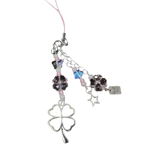HOOLRZI Eleganter Handygurt mit vierblättrigem Kleeblatt, handgefertigter Handy-Charm, Bastelbedarf, Handy-Zubehör für trendige Frauen HOOLRZI Eleganter Handygurt mit vierblättrigem Kleeblatt, handgefertigter Handy-Charm, Bastelbedarf, Handy-Zubehör für trendige Frauen von HOOLRZI