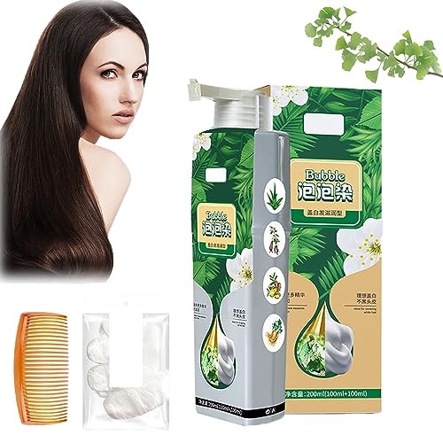 Pure Plant Extract For Grey Hair Color Bubble Dye, Plant Bubble Hair Dye Shampoo, Instant Plant Bubble Natural Hair Dye Shampoo, Bubble Hair Dye for Women and Man (Brown Black) von HOPASRISEE