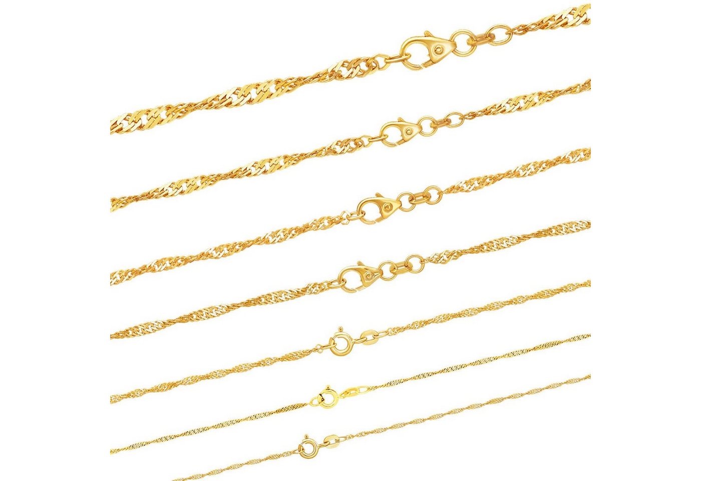 HOPLO Goldkette Goldkette Singapurkette Länge 42cm - Breite 2,2mm - 333-8 Karat Gold von HOPLO