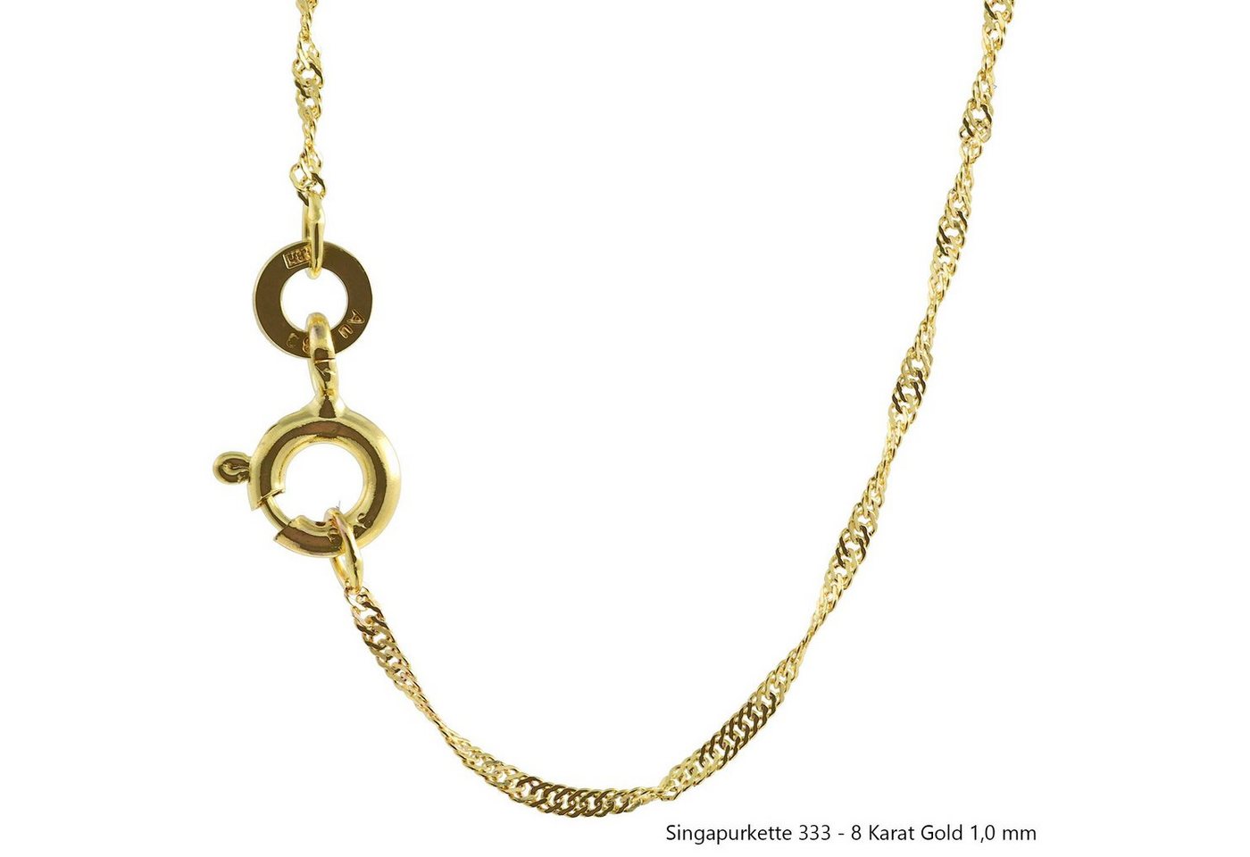 HOPLO Goldkette Goldkette Singapurkette Länge 42cm - Breite 2,4mm - 333-8 Karat Gold von HOPLO