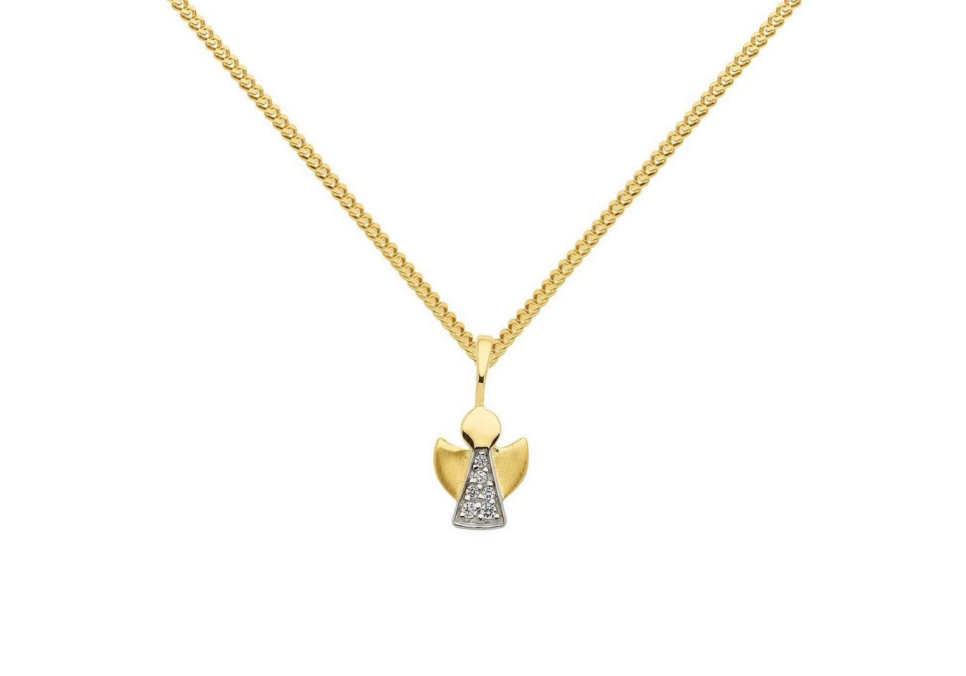 HOPLO Engelanhänger Anhänger Engel mit Zirkonia mit Kette 1,1 mm 333-8 Karat Gold 36 cm, Made in Germany von HOPLO