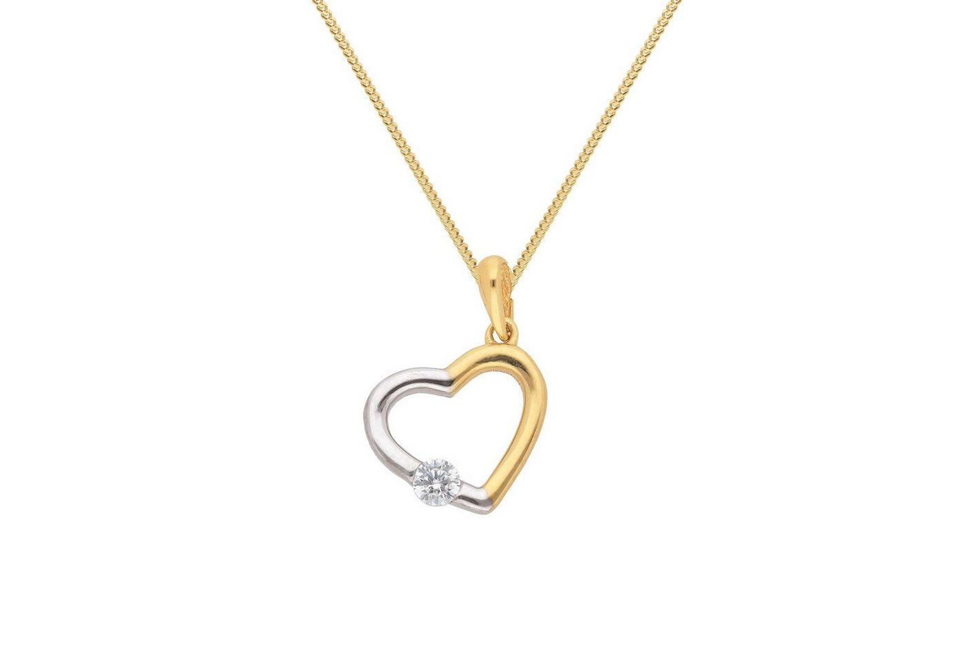 HOPLO Herzanhänger Anhänger Herz mit Zirkonia mit Kette 1,1 mm 333-8 Karat Gold 36 cm, Made in Germany von HOPLO