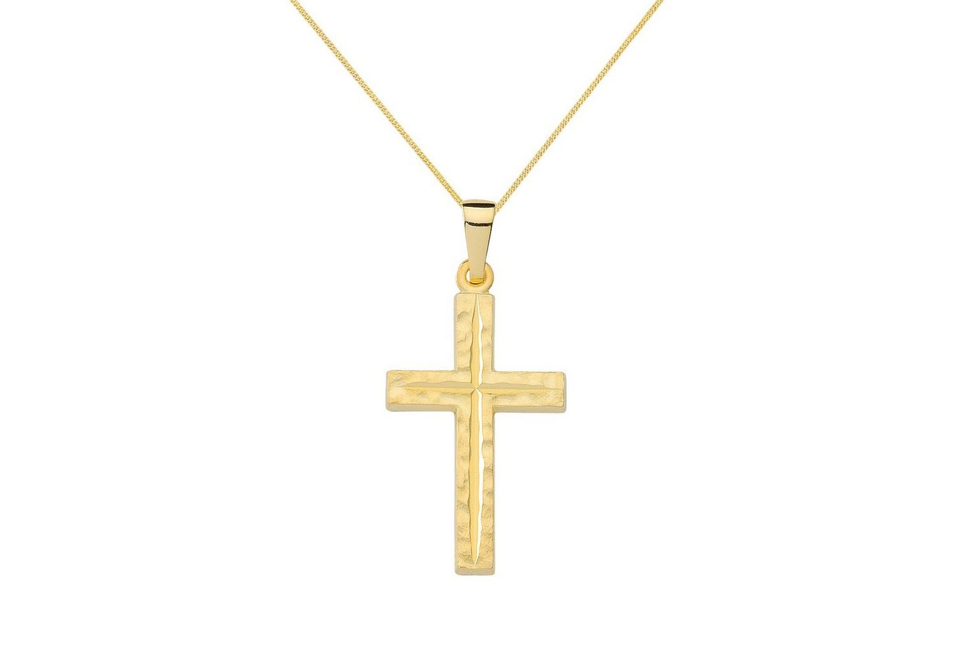 HOPLO Kreuzanhänger Anhänger Kreuz mit massiver Goldkette 1,1 mm 333-8 Karat Gold, Made in Germany von HOPLO