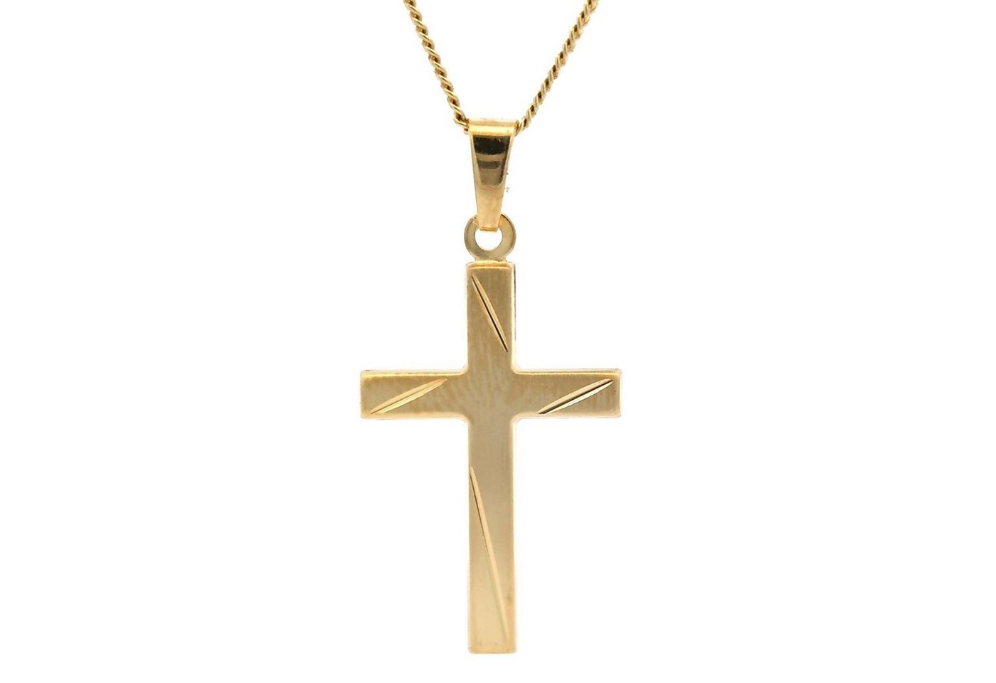 HOPLO Kreuzanhänger Anhänger Kreuz mit massiver Goldkette 1,1 mm 333-8 Karat Gold, Made in Germany von HOPLO