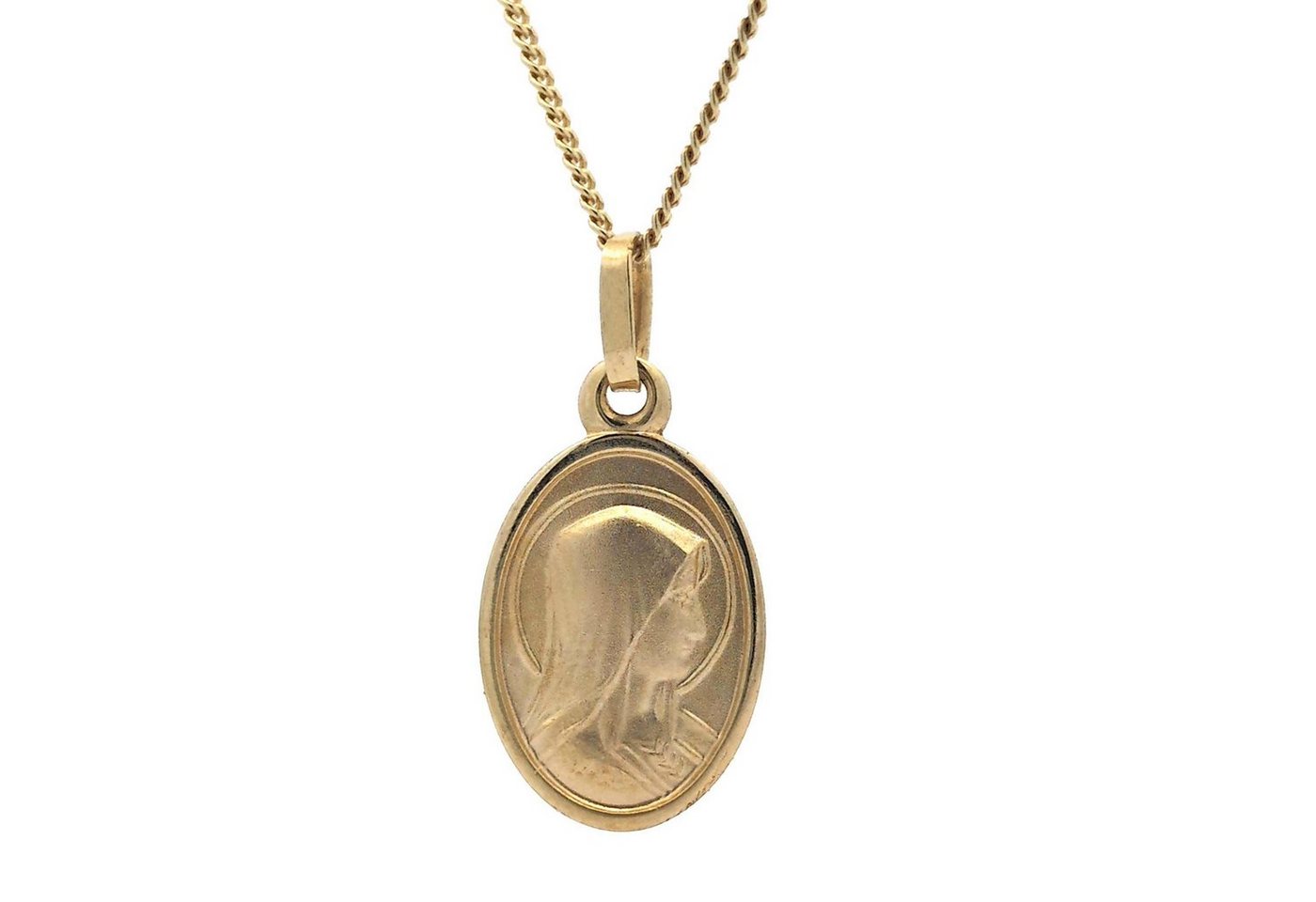 HOPLO Kettenanhänger Anhänger Madonna Medaille mit Kette 1,1 mm 333-8 Karat Gold 36 cm, Made in Germany von HOPLO